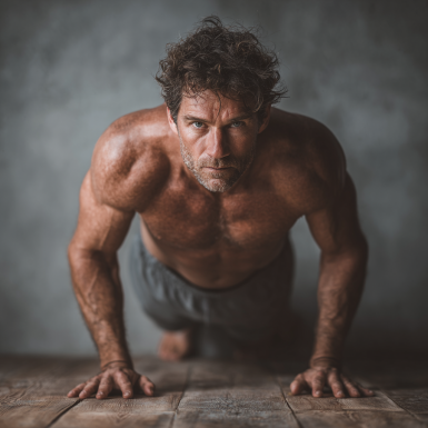 Чоловік демонструє результати тренувань